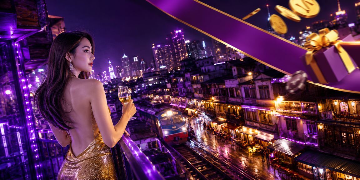 Cảnh phố đêm Hà Nội với ánh đèn neon và không gian giải trí hiện đại